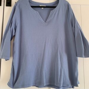 Orvis Women’s XXL Blue 3/4 Sleeve Tunic Top Split Neck Casual Shirt